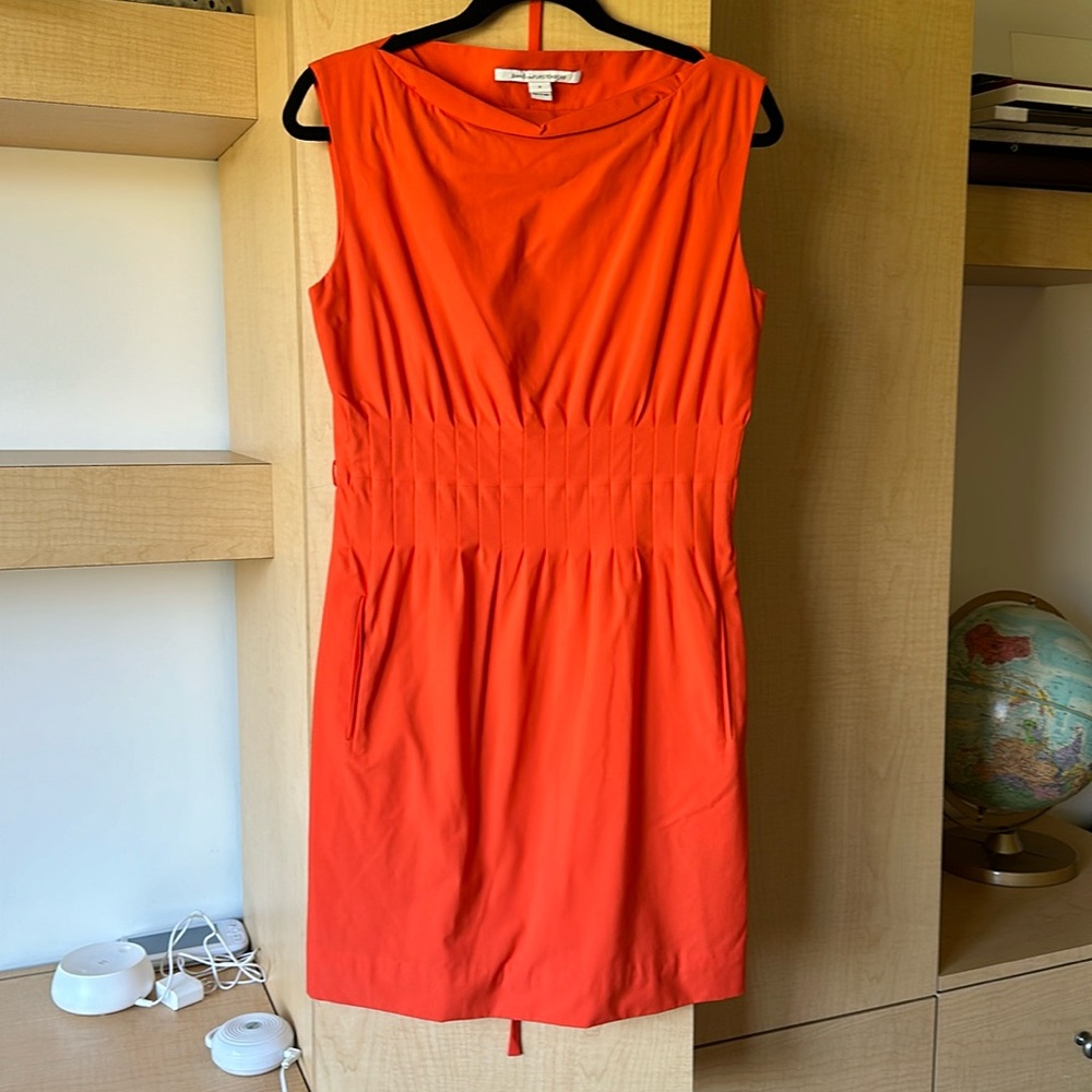 Diane Von Furstenberg Orange Pleated and belted dress worn once!